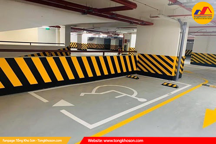 ứng dụng sơn kẻ vạch tầng hầm