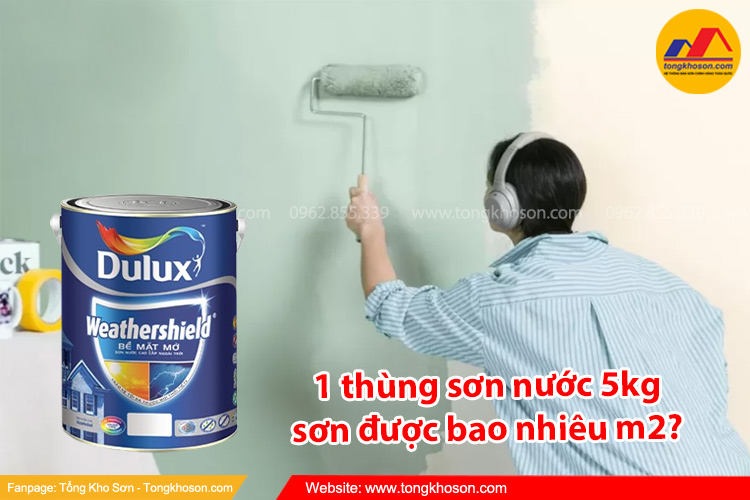 1 thùng sơn nước 5kg sơn được bao nhiêu m2