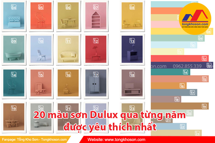 20 màu sơn Dulux qua từng năm được yêu thích nhất
