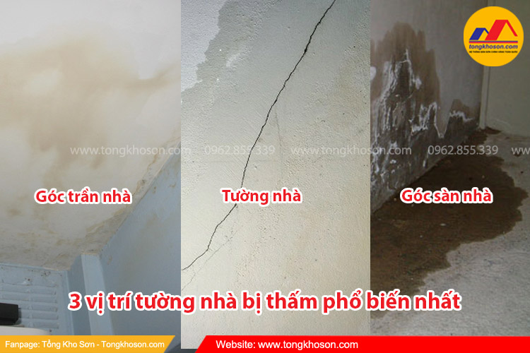 3 vị trí tường nhà bị thấm phổ biến nhất