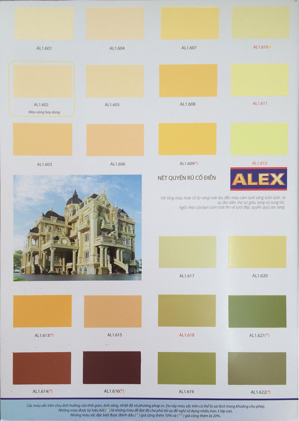 Bảng màu sơn Alex siêu bóng ngoại thất