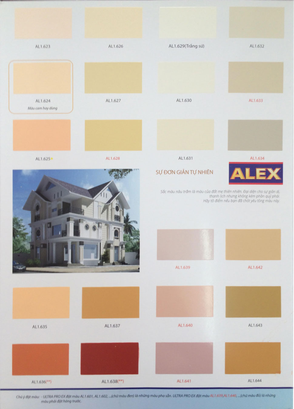 Bảng màu sơn Alex siêu bóng ngoại thất cao cấp