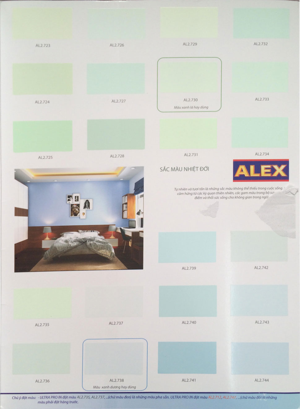 Bảng màu sơn alex nội thất siêu bóng
