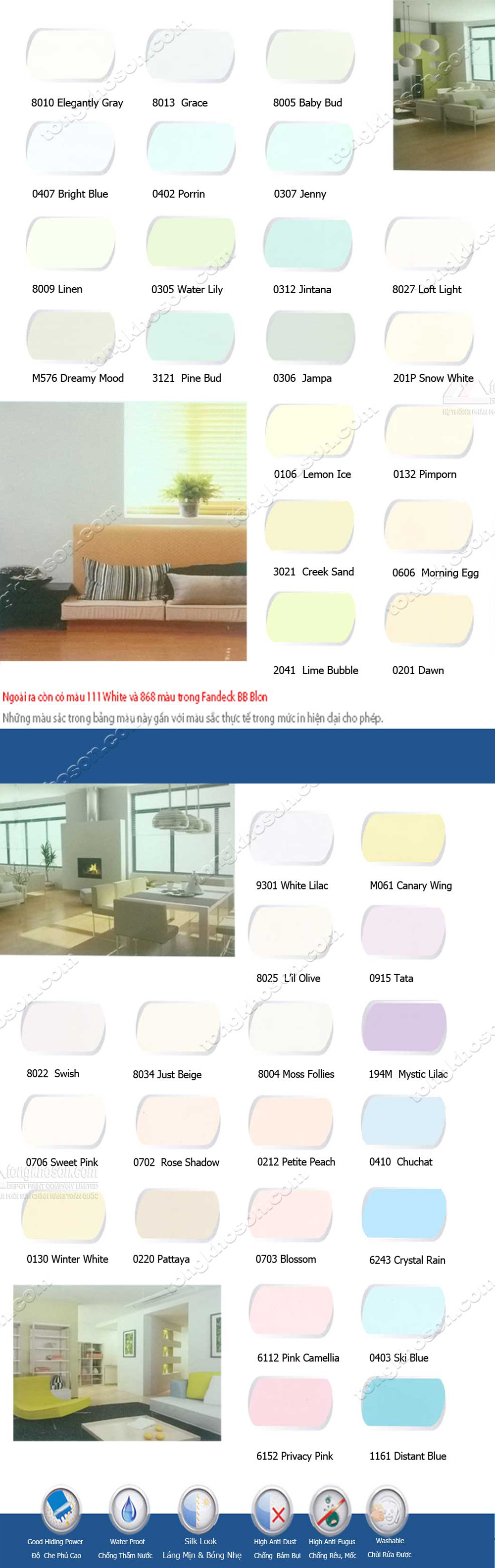 Bảng màu sơn Boss nội thất