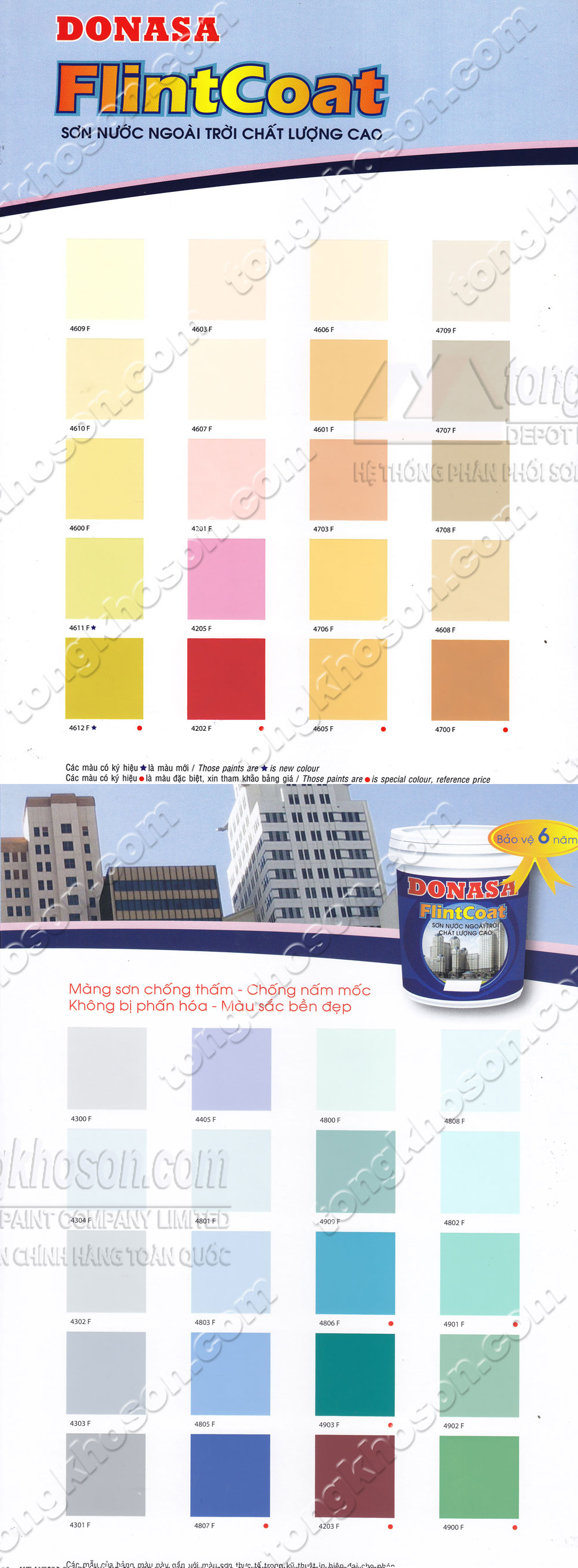 Bảng màu sơn Donasa Flint Coat ngoài trời