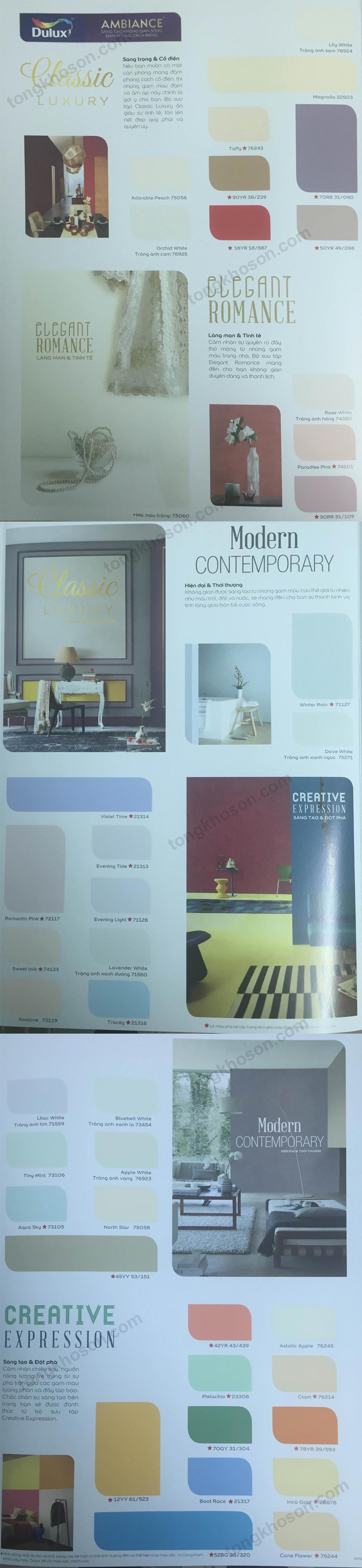 Bảng màu sơn Dulux 5 in 1 New