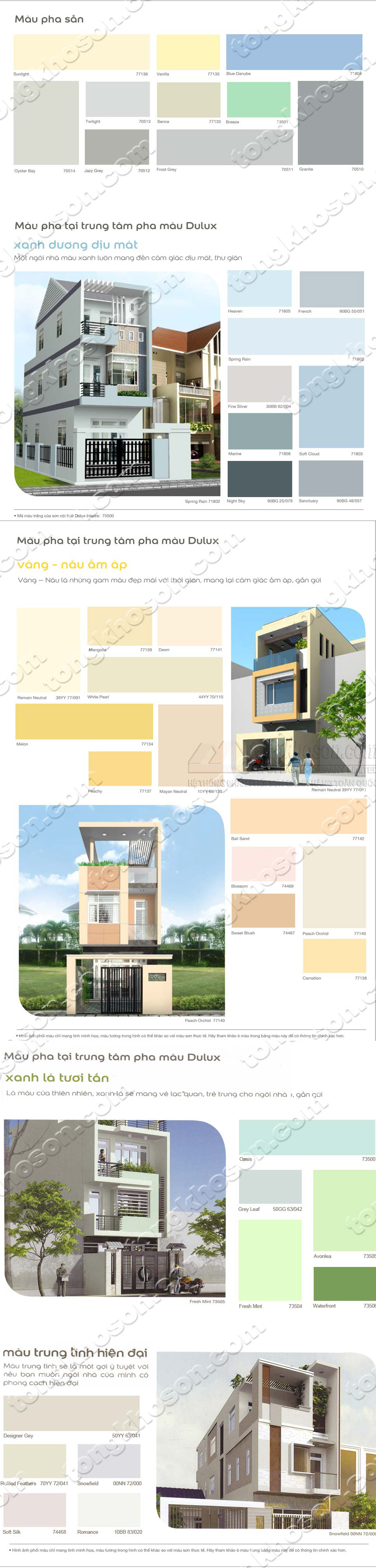 Bảng màu sơn Dulux Inspire ngoại thất