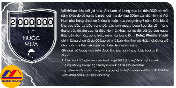 Dulux WeatherShield bảo vệ tường nhà khỏi 2000000 lít nước mưa