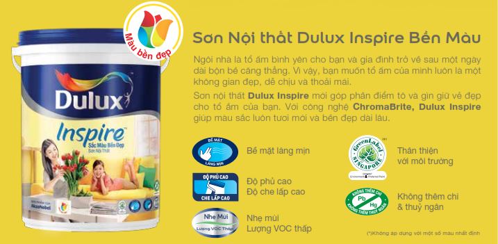 Sơn Dulux Inspire nội thất màu bền đẹp