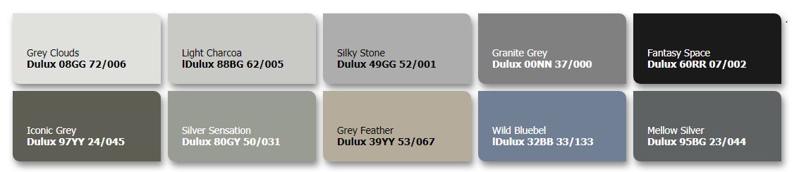 bảng màu sơn Dulux màu ghi
