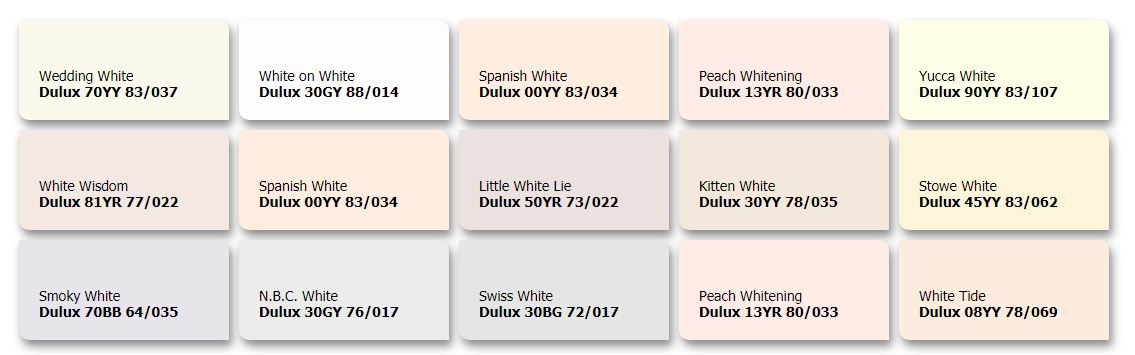 bảng màu sơn dulux màu trắng