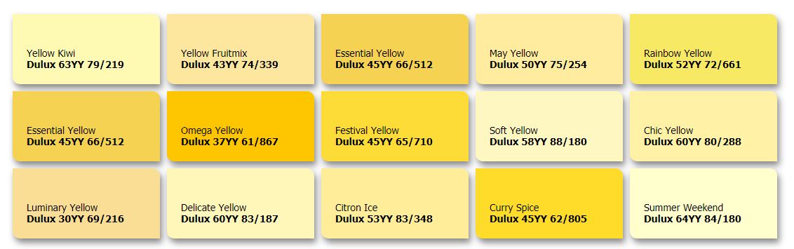 bảng màu sơn Dulux màu vàng