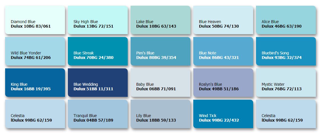 bảng màu sơn dulux xanh dương