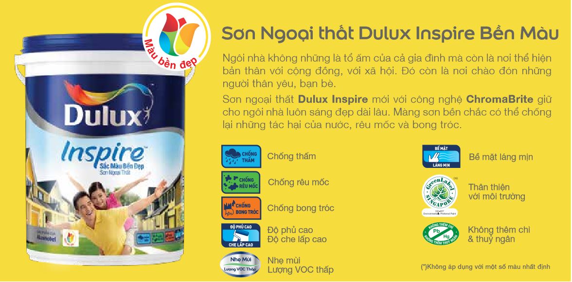 Sơn Dulux Inspire ngoại thất màu bền đẹp