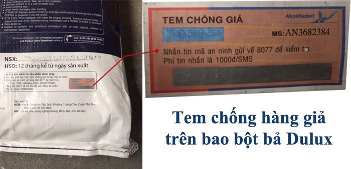 tem trên bao bột bả dulux tem trên bao bột bả dulux