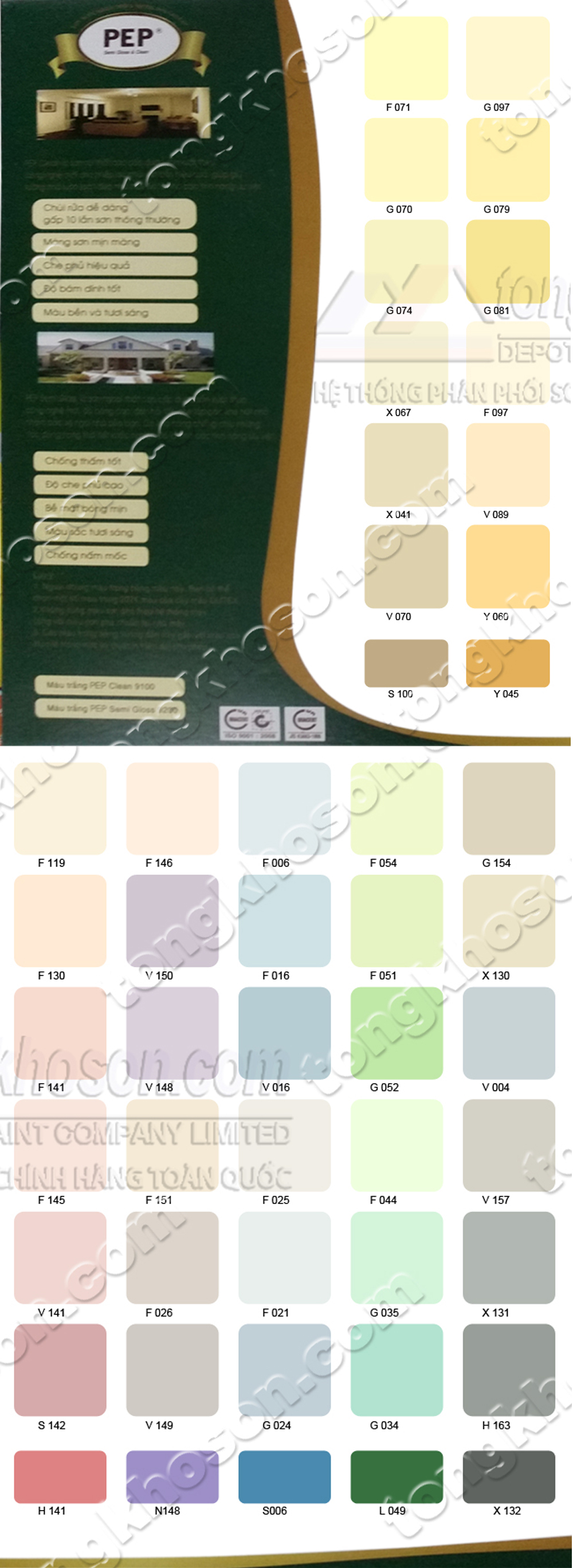 Bảng màu sơn Dutex Pep Semi