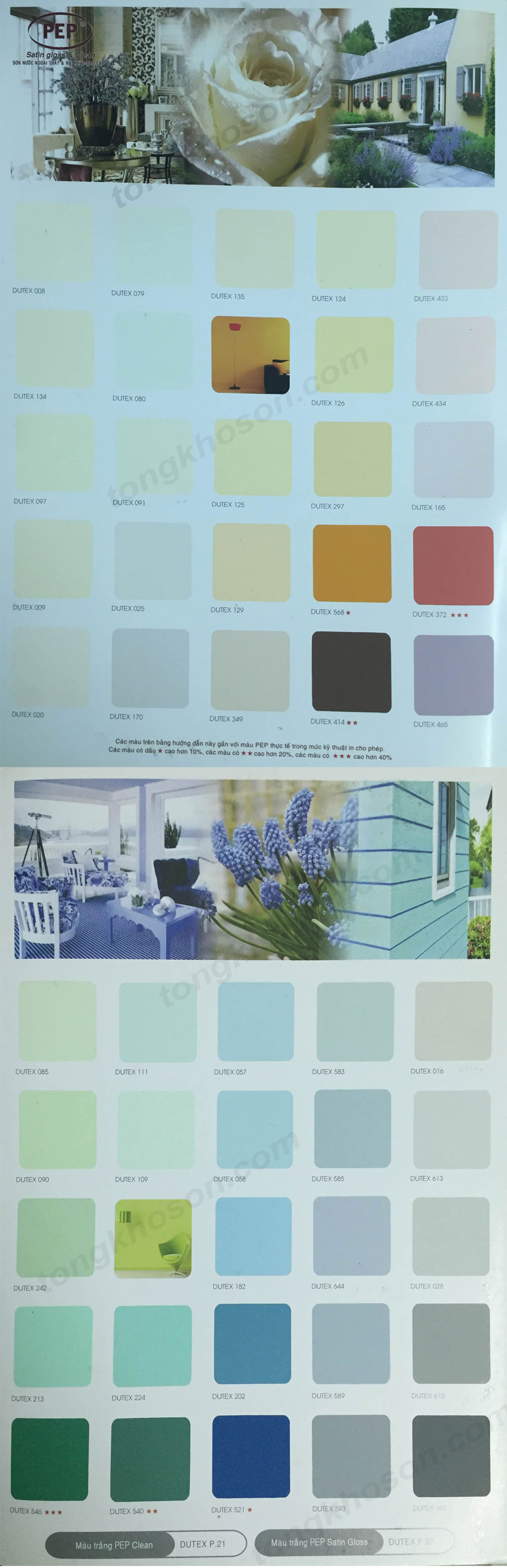 Bảng màu sơn Dutex Pep Satin