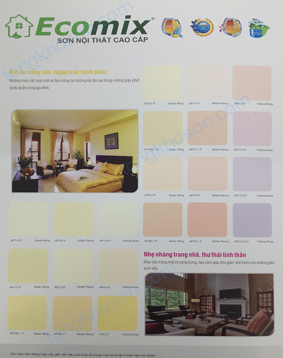 Bảng màu sơn Ecomic nội thất