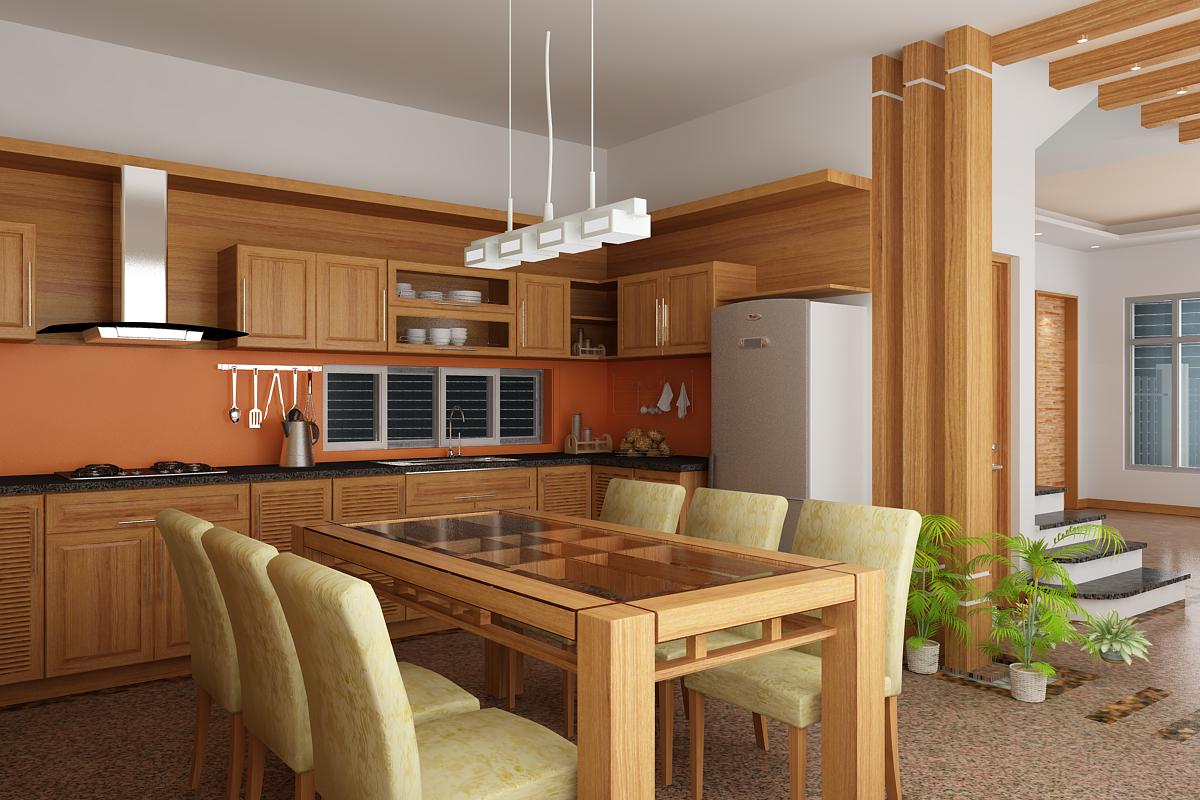 trang trí bếp bằng gỗ