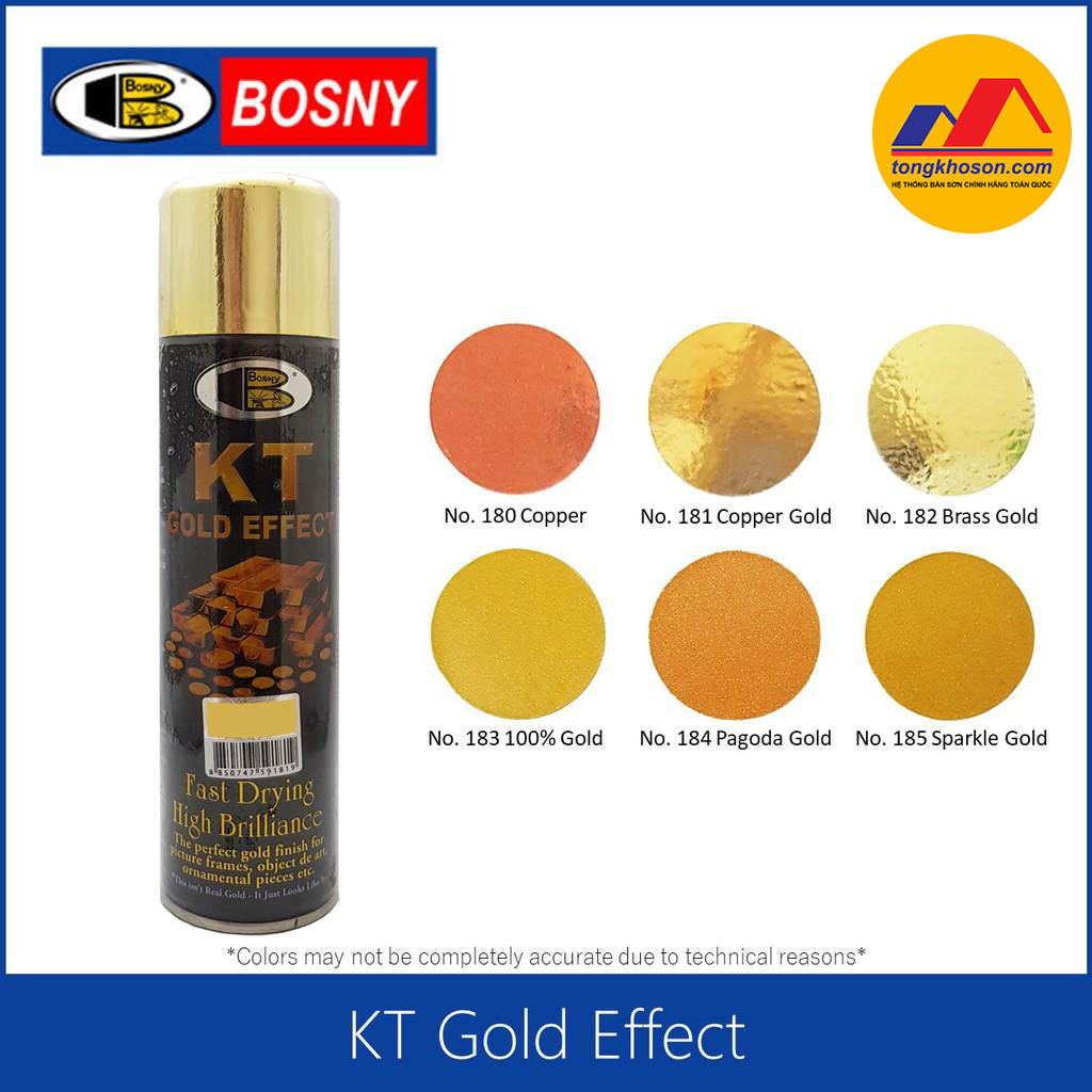 bảng màu sơn mạ vàng, mạ bạc, mạ đồng Bosny