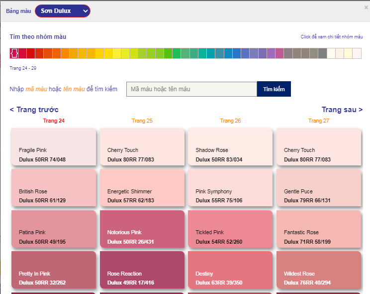 Bảng màu sơn DUlux