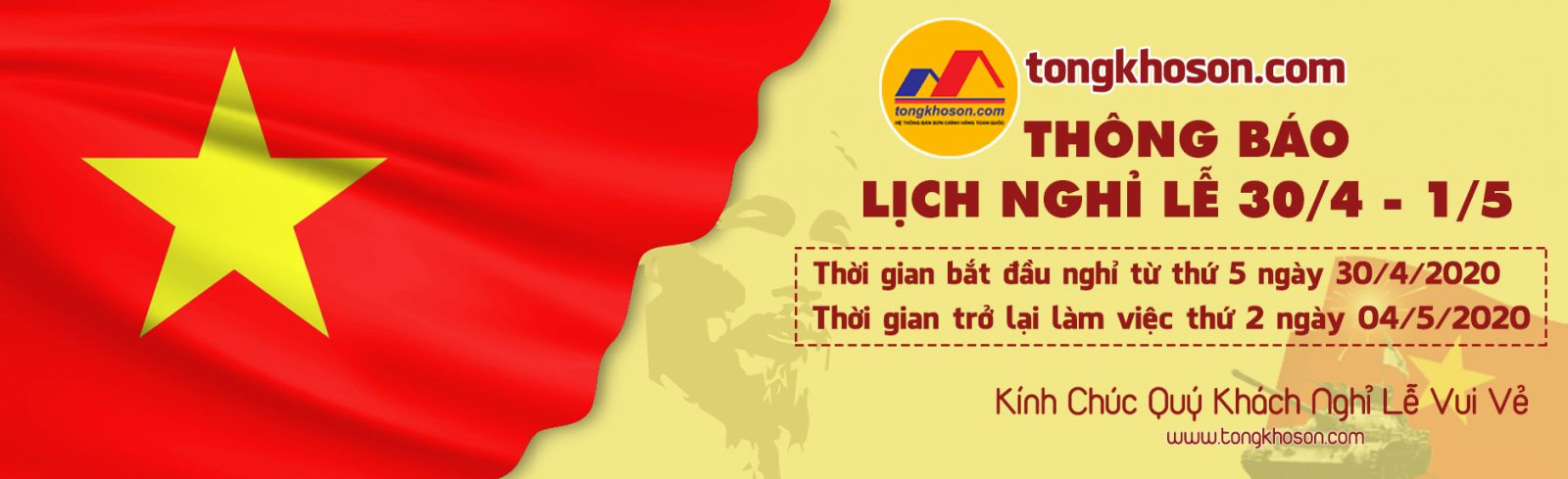 thông báo nghỉ lễ 30/4 - 1/5
