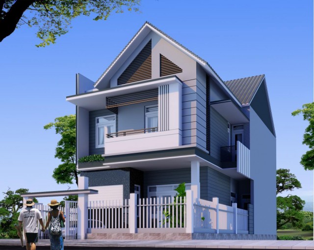 sơn ngoại thất màu xanh dương