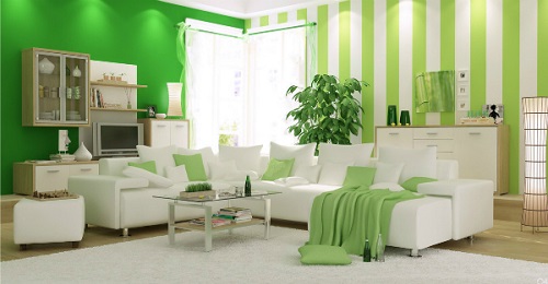 Nhà được sơn tông màu xanh ngập tràn hương vị tết
