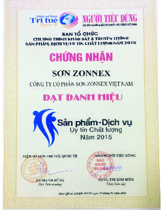 chứng nhận sơn Zonnex