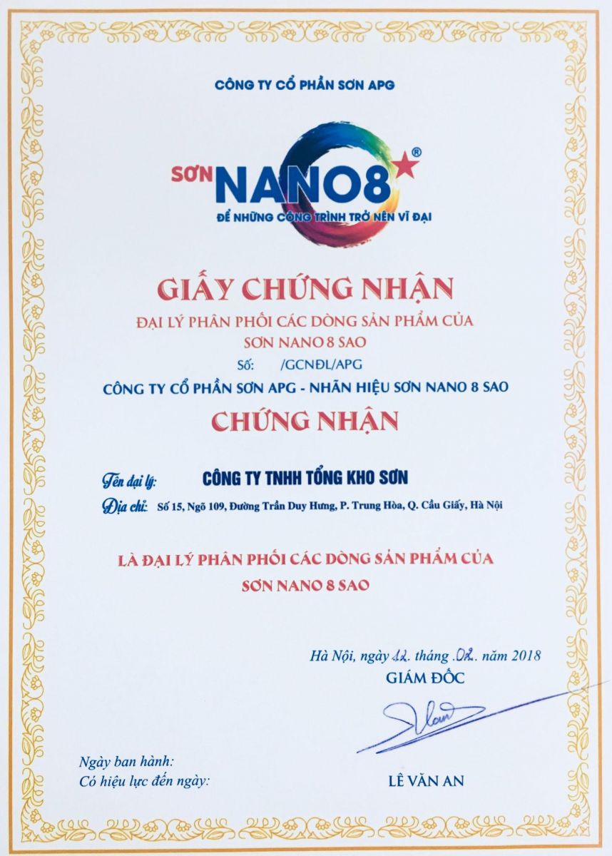 Chứng nhận Nano 8 sao
