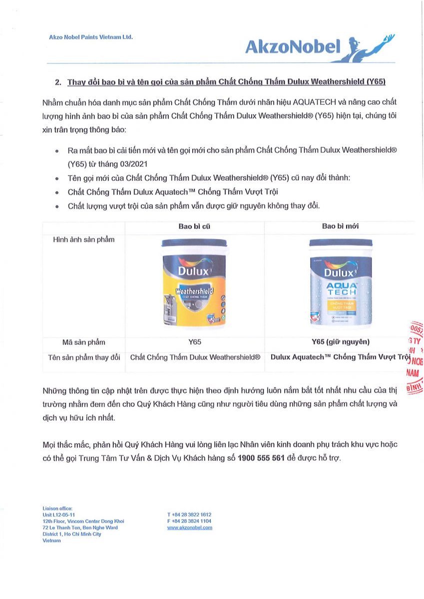 Thông báo sơn Dulux