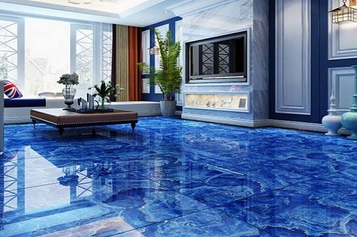 gạch lát sàn màu xanh dương sẽ mang lại tài lộc cho nhà hướng Bắc của gia chủ mệnh Mộc