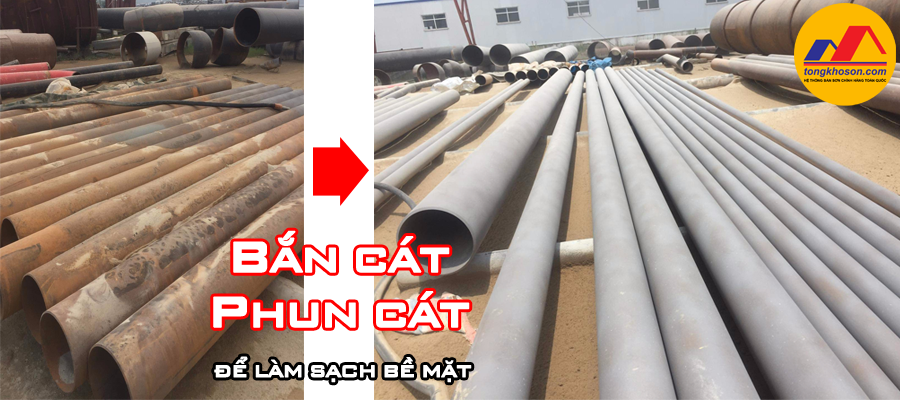 làm sạch bề mặt kim loại bằng biện pháp bắn cát