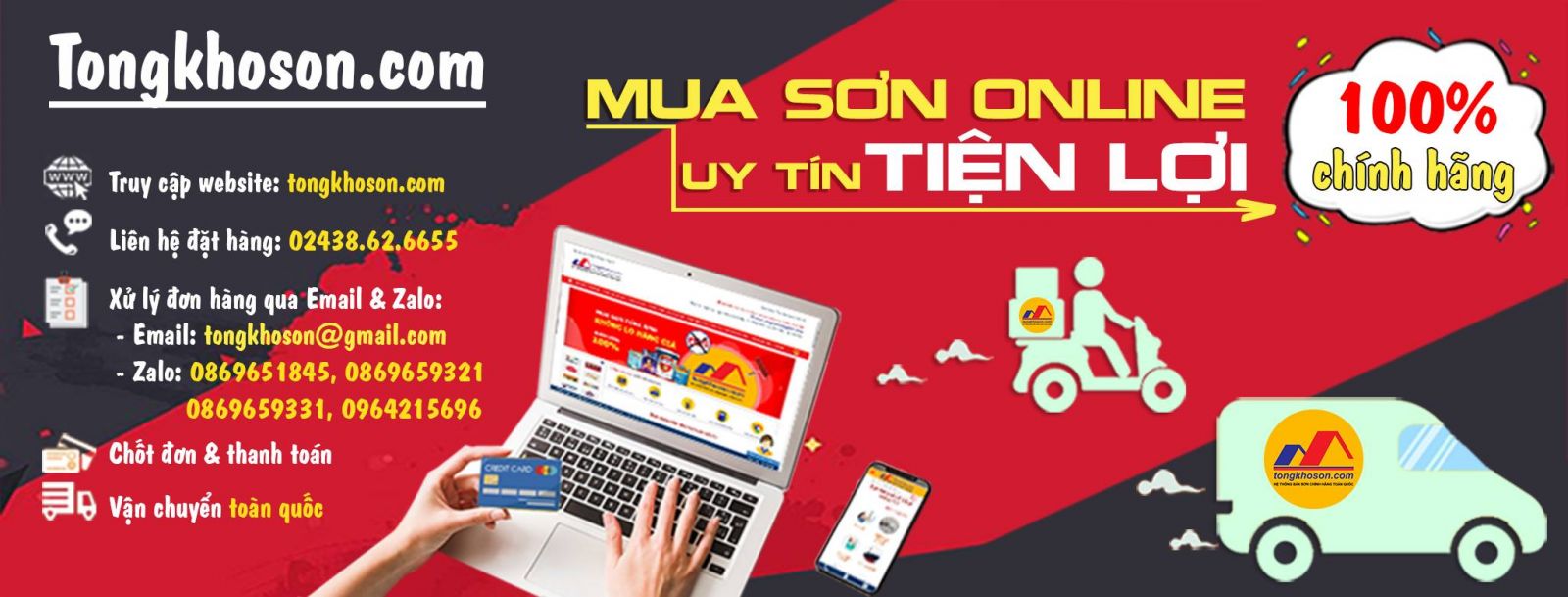 mua sơn trực tuyến tiện lợi tại tongkhoson.com