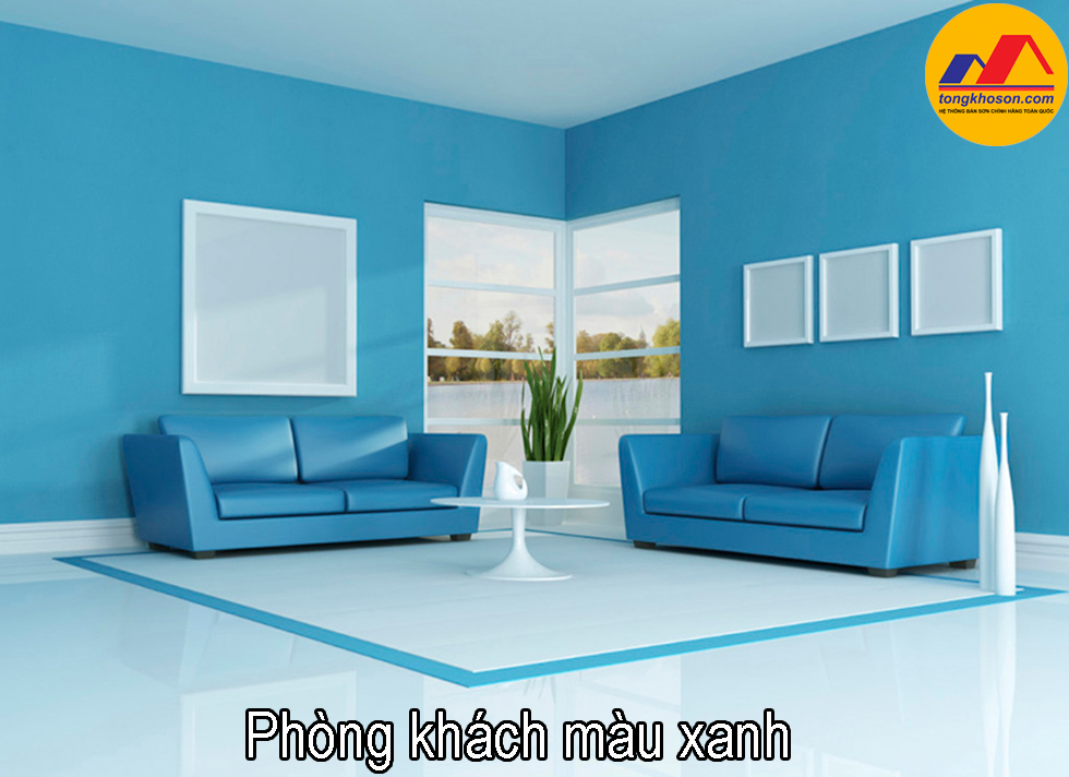 Phòng khách màu xanh dương