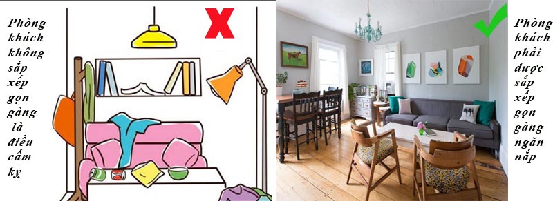 Sắp xếp phòng khách gọn gàng ngăn nắp