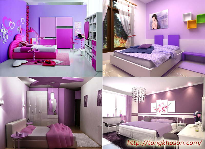 sơn phòng ngủ mà tím hồng
