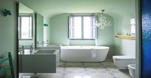 Một pòng tắm nhẹ nhàng trong veo với gam màu pastel giúp bạn thư giãn tuyệt đối