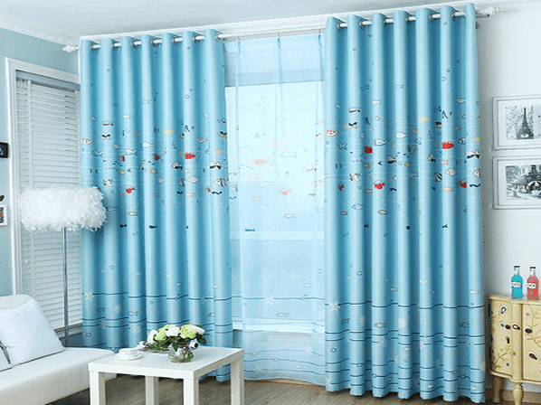 rèm cửa màu xanh