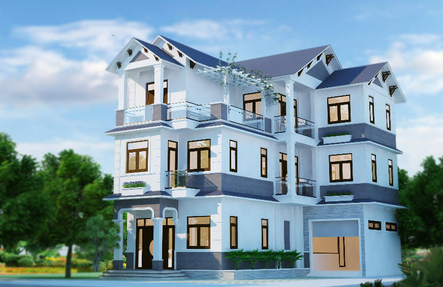 phối màu sơn ngoại thất xanh dương và ghi phối màu sơn ngoại thất xanh dương và ghi