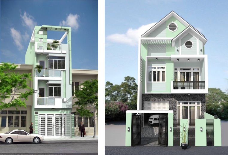 Sơn ngoại thất màu xanh bạc hà