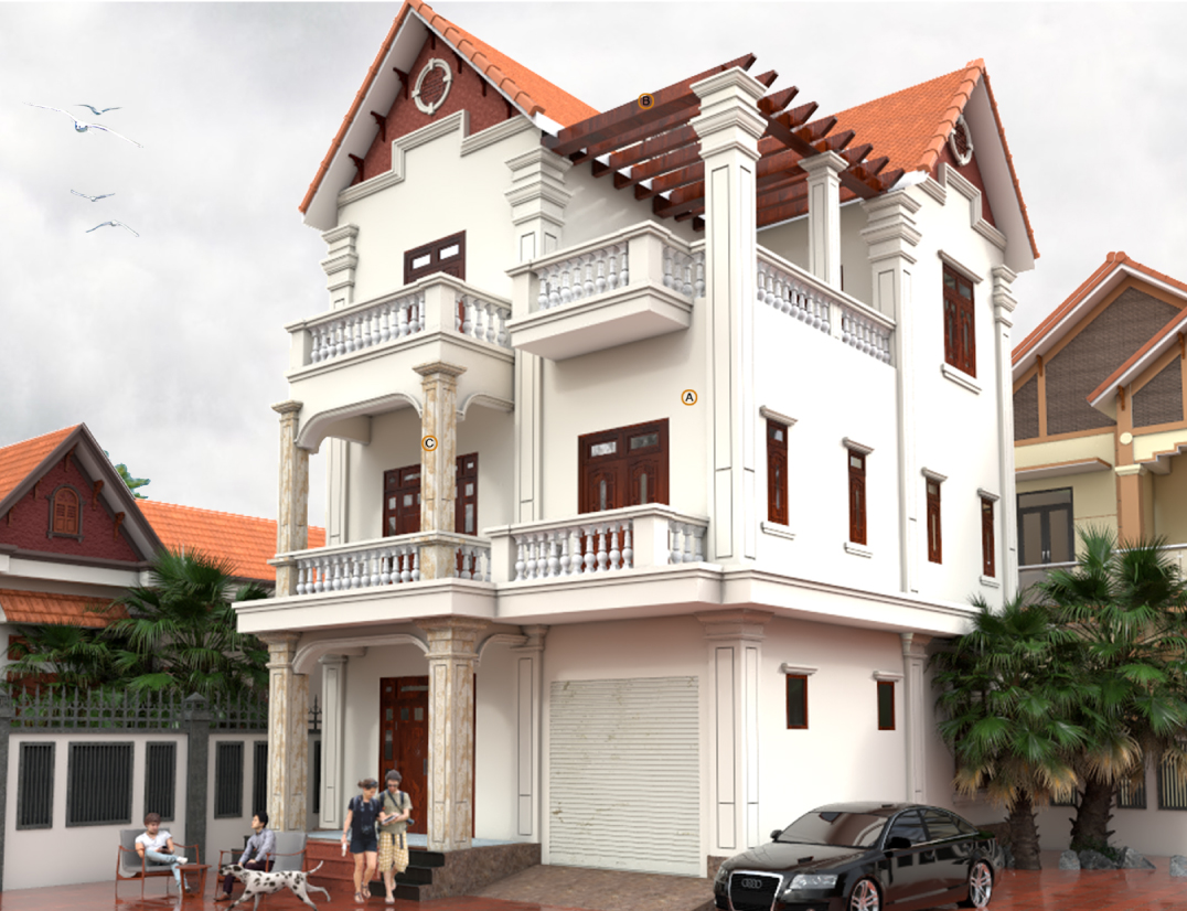 Sơn ngoại thât màu trắng