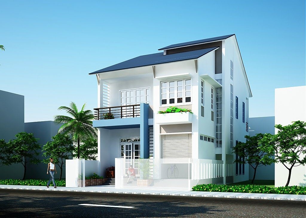 Sơn ngoại thất màu xanh dương