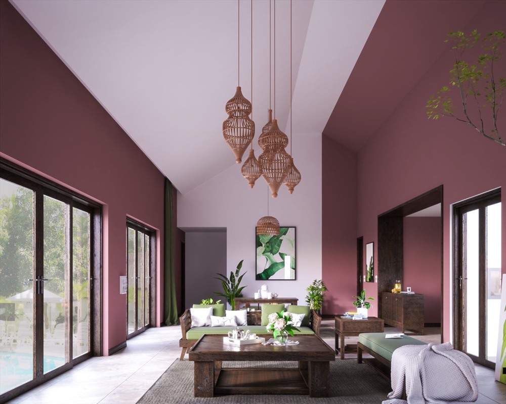 Sơn nhà màu hồng đất 2