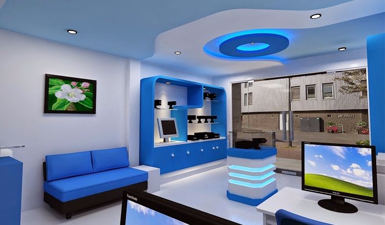 sơn trần nhà màu xanh dương