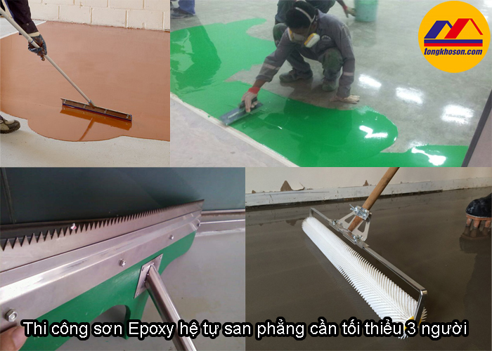 Thi công sơn Epoxy cần tối thiểu 3 người