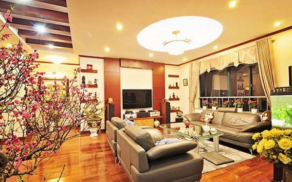 trang trí phòng khách đón tết
