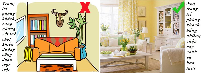 Trang trí phòng khách bằng hoa tươi