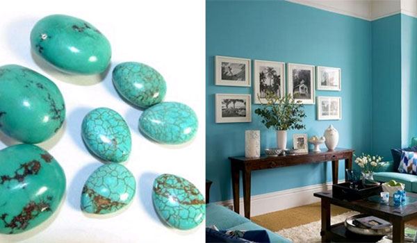 phòng khách màu xanh ngọc lam Turquoise