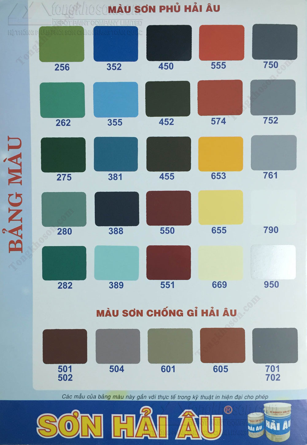 Bảng màu sơn tàu biển hải âu